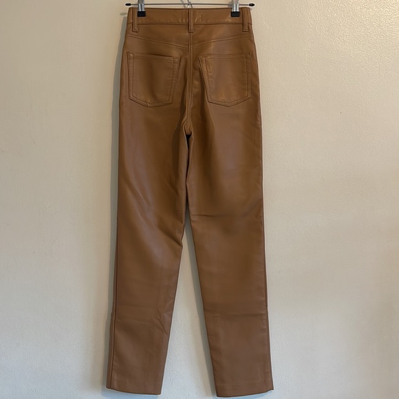 Oak + Fort High Waist Vegan Leather Pant | Size 25 Brown - Picture 7 of 8